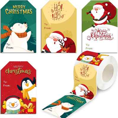 200张/卷To From圣诞节装饰节日贴纸贺卡礼盒礼品包装封口标签贴