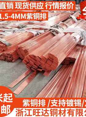 T2紫铜排扁条T3镀锡母线 线排TMY 纯红铜条方块板汇流排加工接地