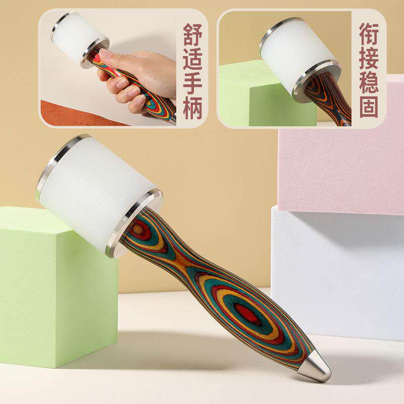 跨境三彩木手柄尼龙皮雕锤子手工皮革皮雕印花工具 安装锤子