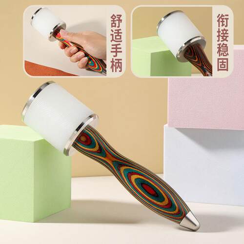 跨境三彩木手柄尼龙皮雕锤子手工皮革皮雕印花工具 安装锤子