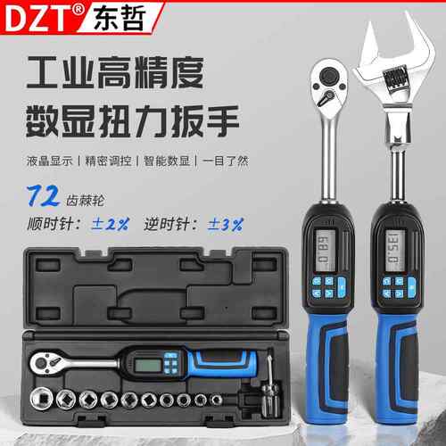 专业级可换头数显扳手 ±2%误差液晶屏 预置式力矩四档转换