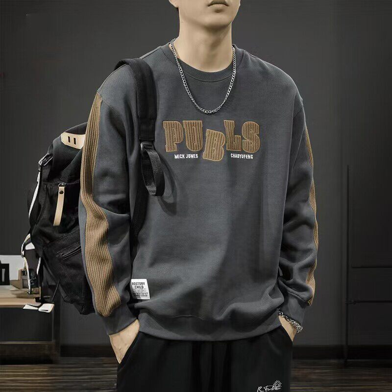 仓石一树潮牌春秋新款男士圆领卫衣宽松休闲大码运动痞帅长袖外套