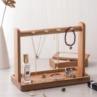 钥匙收纳玄关摆件入户桌面置物架实木进门口首饰化妆品口红收纳盒