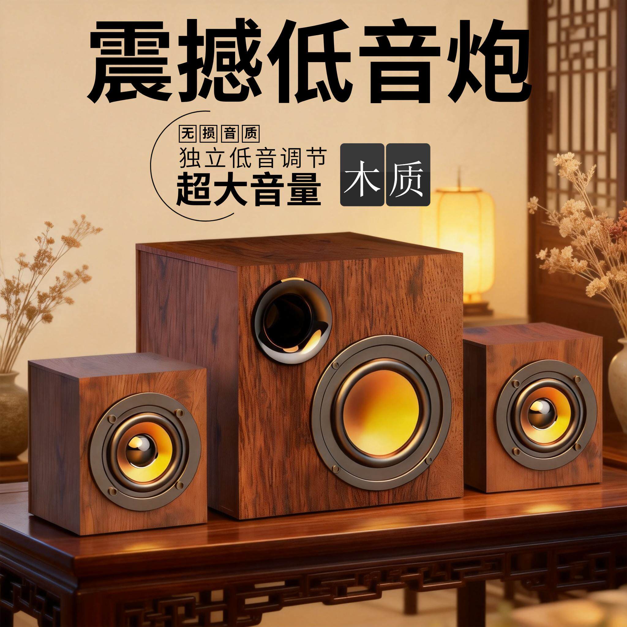 Q6电脑音响台式家用大音量超重低音炮有线蓝牙音箱高音质喇叭通用