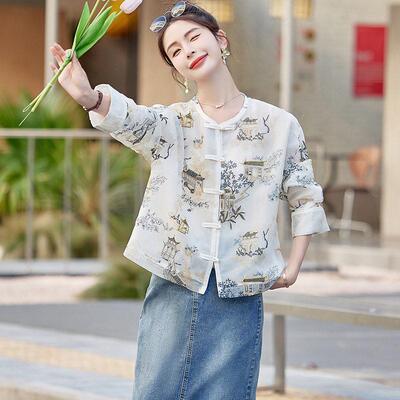 新中式国风套夏小个子新款刺百外搭绣唐装ZHAN2852薄外套防晒衣女