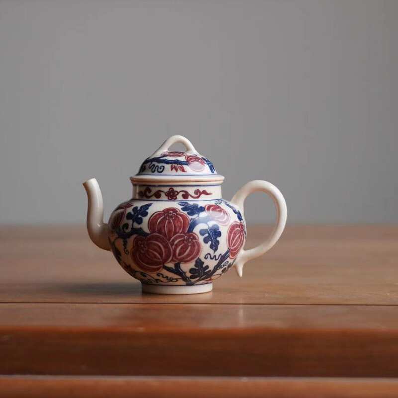 霖松堂青花釉里红西瓜宫灯壶景德镇手绘陶瓷茶具茶杯小品壶泡茶壶