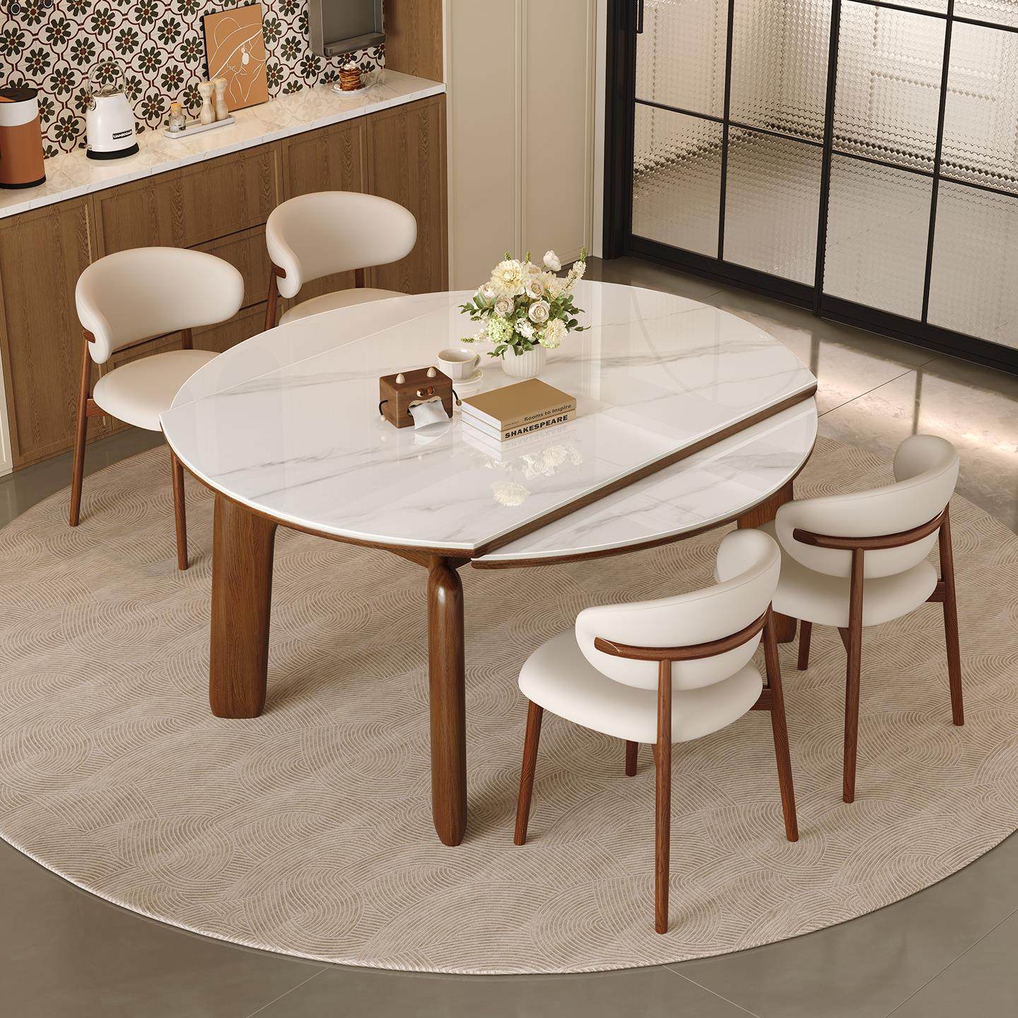 岩板餐桌椅2025新款家用小户型现代简约伸缩餐桌可变圆桌吃饭桌子,住宅家具,岩板餐桌,淘宝优惠券,粉丝福利购,淘宝优惠卷