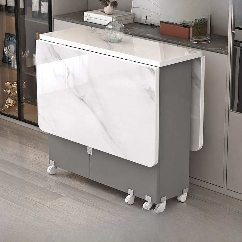 小桌子可小户型长方形餐桌移动多功能出租房家用简易吃饭轮带折叠