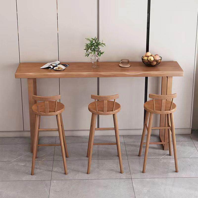 实木阳台吧台桌靠墙长条家用高脚桌商用2023实木桌奶茶店桌椅组合
