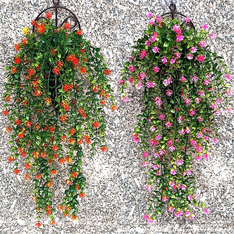 挂墙彷真长藤绿植假花客厅墙面上壁挂绿植遮挡装饰花藤遮挡吊篮花图片