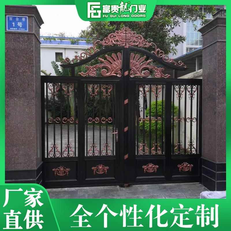 佛山富贵龙铝艺大门别墅简易庭院平开大门欧式铝合金双开平移门