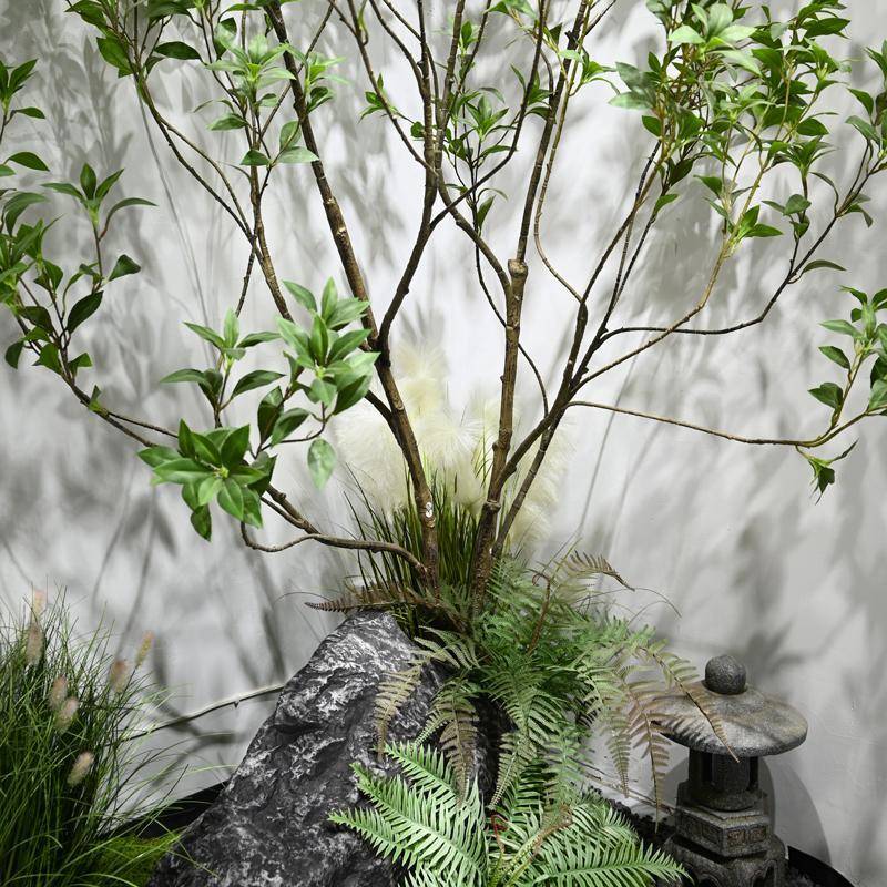 别仿墅楼梯下间装饰植假绿装饰真新中WGO式造景庭室内仿真院花草