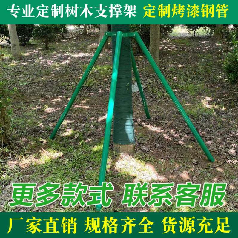 苗木乔木防风大树支撑杆抱箍树木支撑架绿色镀锌金属固定器园林
