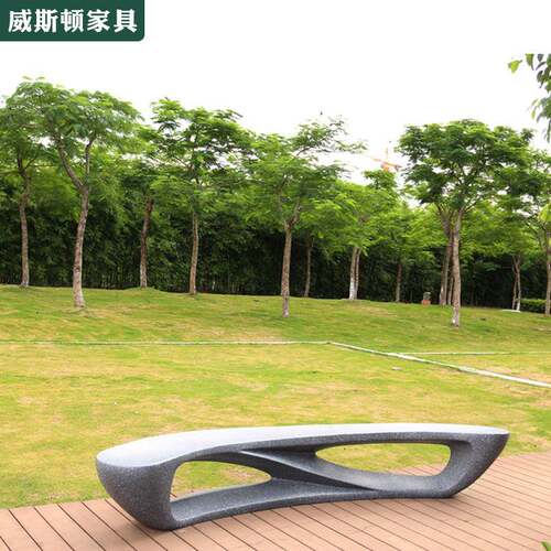 玻璃钢休闲座椅商场月亮造型椅子多人休息区长椅户外公园弧形坐凳