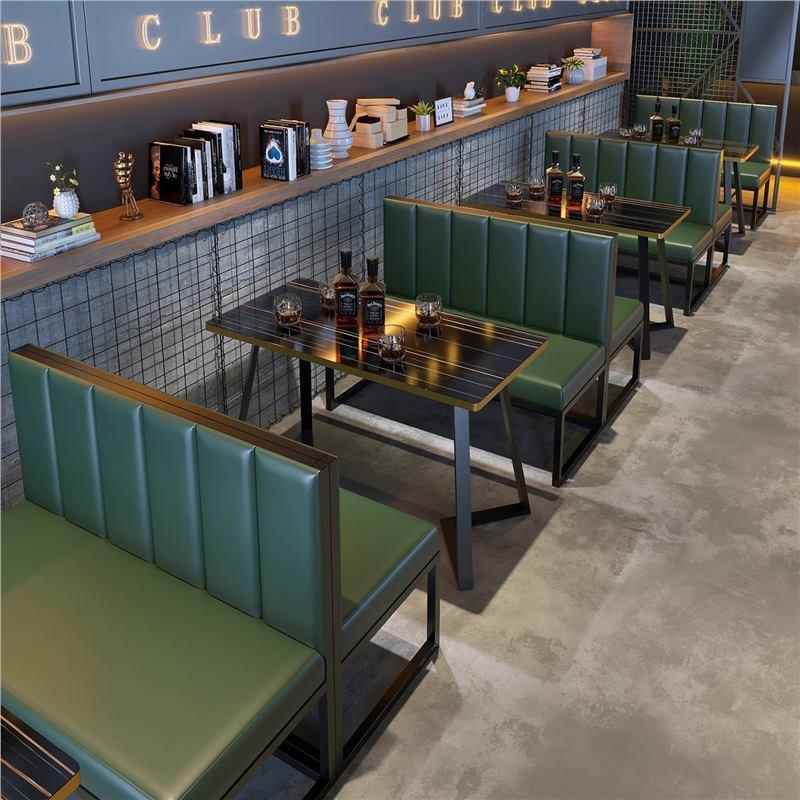 工业风卡座桌椅清吧西餐咖啡厅烧烤奶茶店休闲区靠墙铁艺沙发组合