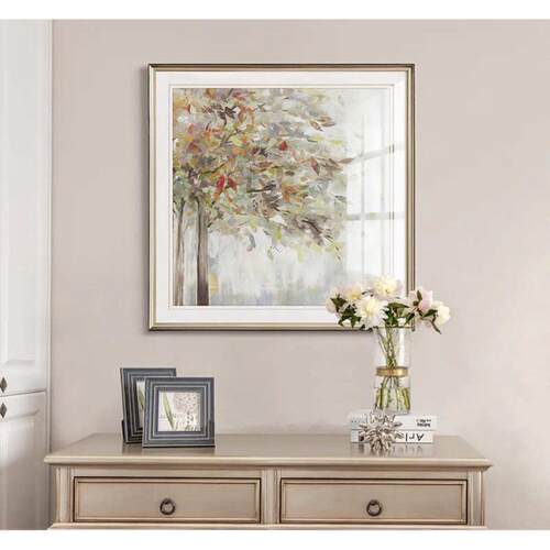 美式乡村客厅装饰画现代背景沙发挂画法式高端轻奢壁画玄关植物树