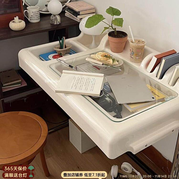 中古风书桌韩式经典设计师奶油风办公电脑桌家用卧室化妆收纳桌子