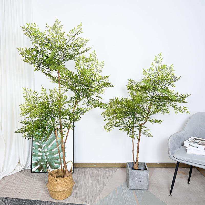 仿真绿植绿色南天竹假树盆栽植物大型落地装饰网红造景真