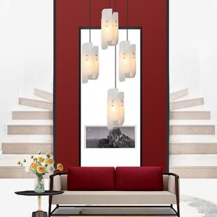 云灯石全铜厅吊灯计现代新灯具中式简约餐吧台灯设师创意过道入户