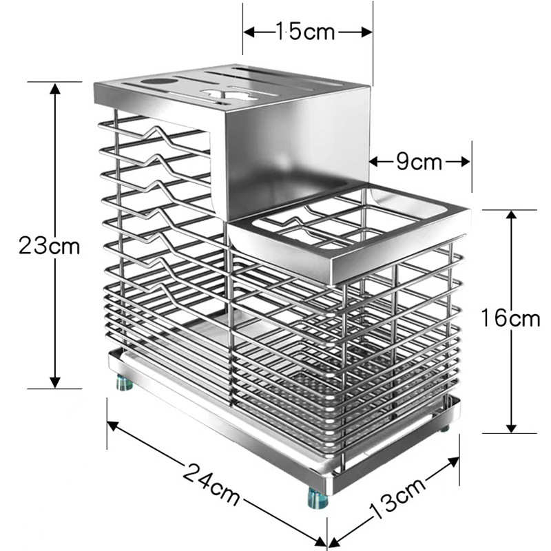304不锈钢壁挂台面沥水篮筷子架刀架一体筷子筒筷笼架厨房置物架