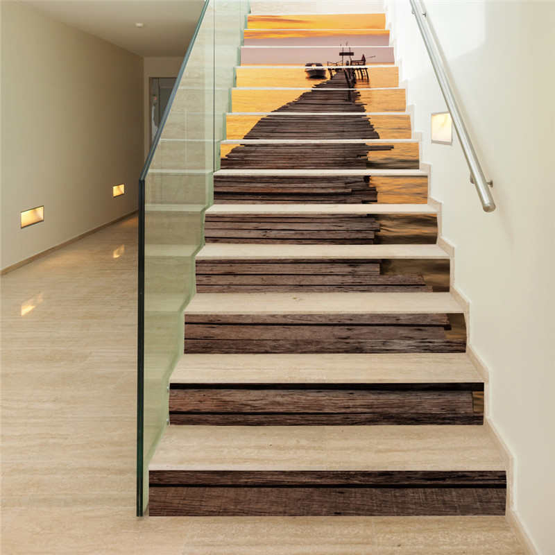 贴pvc3d粘货源13墙 创客厅贴片 楼梯甲板巨海边  贴纸自装饰