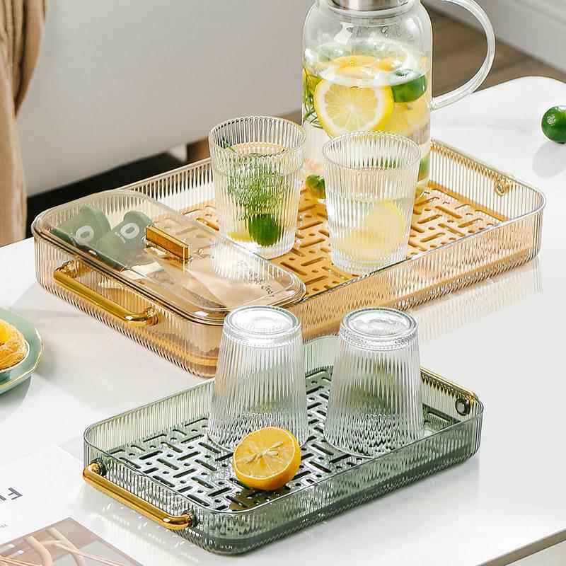 茶盘家用客厅干泡台轻奢茶具杯子架放茶杯水杯长方形双层沥水托盘