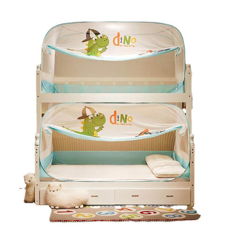 家用蒙古包蚊帐上下床三开门免安装子母床文帐可爱卡通上下铺纹帐