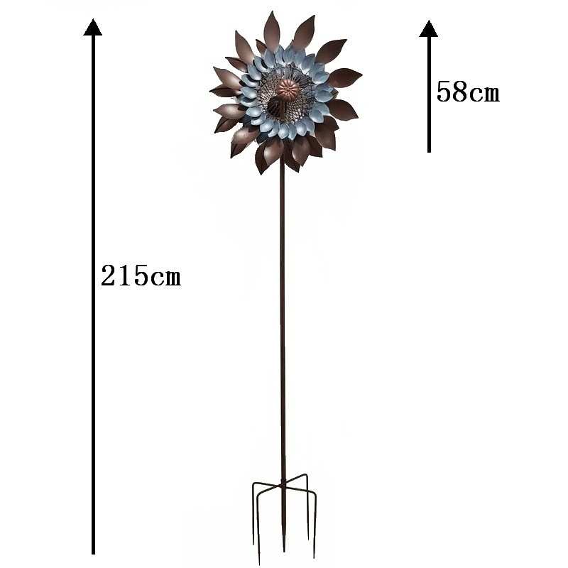 落地家具艺景观庭院双层庭院阳台风车叶片造型铁户外摆件花朵装饰