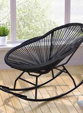 家用藤编摇摇椅休IQQ闲创藤意午睡躺椅椅大人彩色阳台逍遥藤椅编