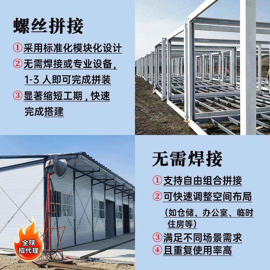 集箱移动/活动板房人快拼装箱房住临时装配钢化玻璃阳光房式快装