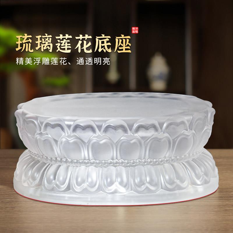 古法水琉璃莲花底座双层观音座家用客厅佛像供台供佛桌面摆件加厚