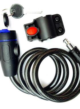 带锁架圈形钥匙锁 自行车防盗锁粗7.5长85cm单车钢缆锁自行车配件