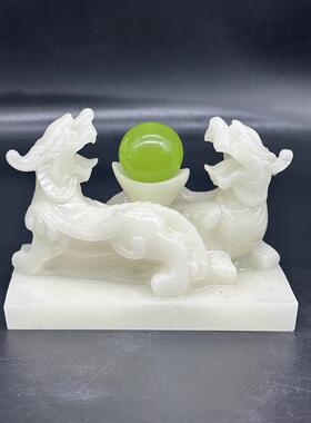 夜光树脂双貔貅球底座摆件 貔貅树脂工艺品装饰办公室客厅家居