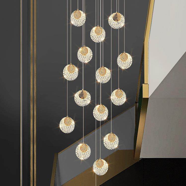 别墅中空loft公寓吊灯现代轻奢挑高复式楼旋转楼梯灯长吊灯具跃层