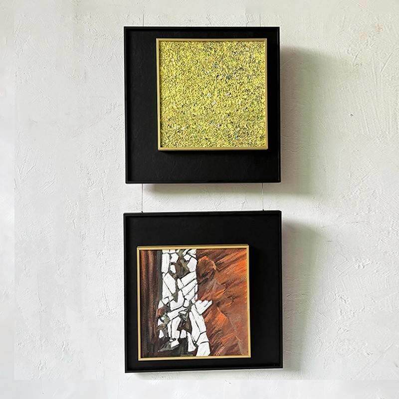 现代轻奢风挂画小幅方形组合装饰画艺术客厅挂画别墅大气玄关壁画