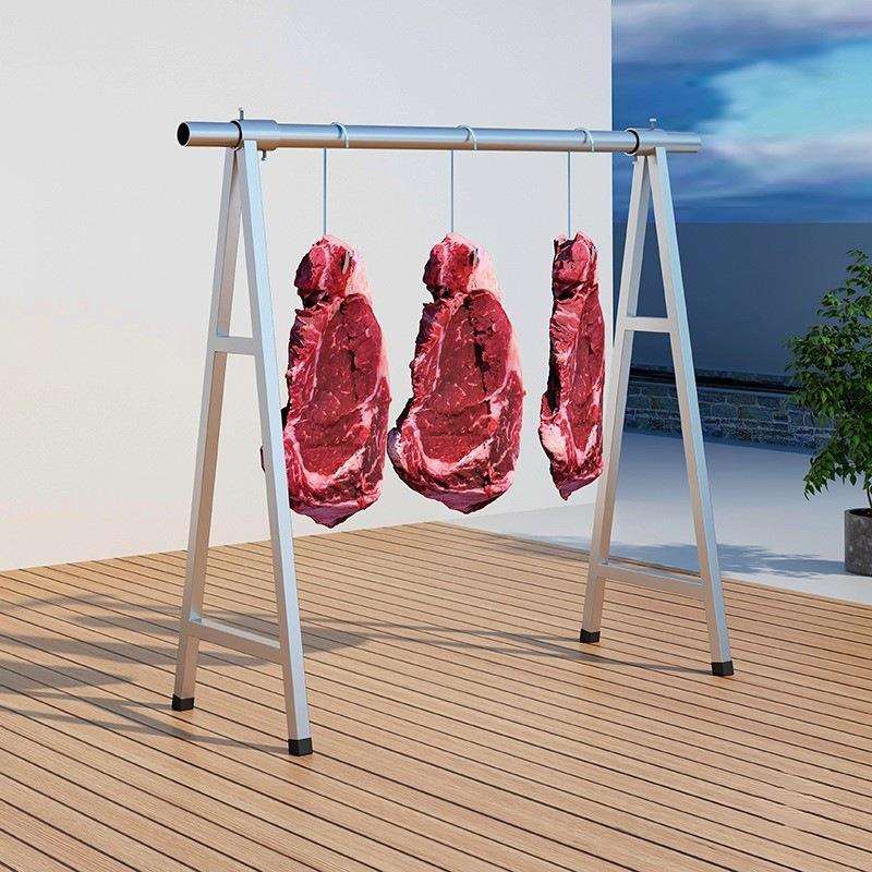 重型挂肉架子杀猪屠宰晒鱼蜡肉晒腊肉架肉店加粗载式卖牛羊肉钢架