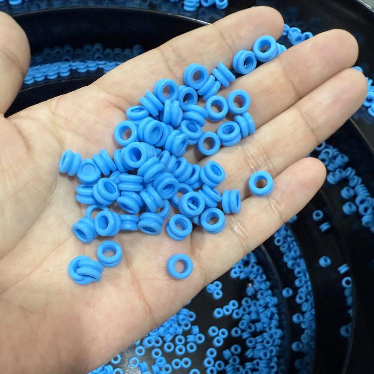 蓝色硅胶圈塑胶橡胶圈o型圈外观瑕疵检测AI视觉光学检测设备筛选