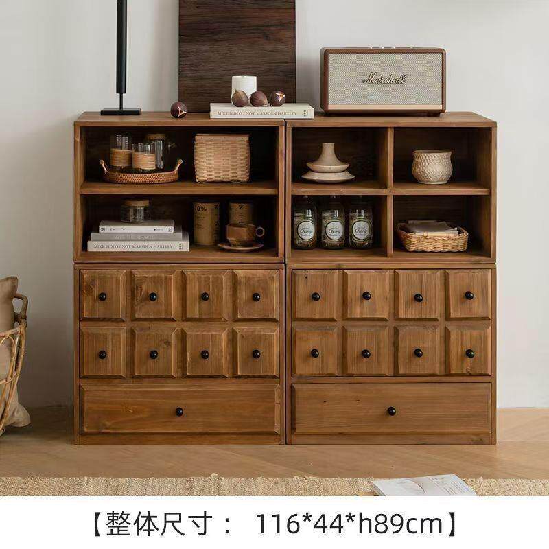 复古落地柜垒垒柜家用电视柜床头收纳柜沙发边柜靠墙储物柜边角柜