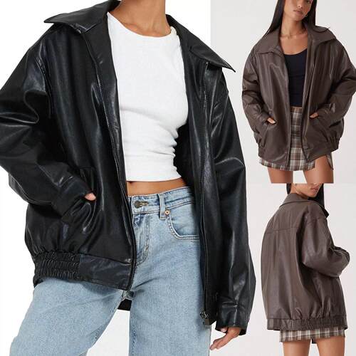 Leather jacket, motorcycle style top, silhouette, lapel,