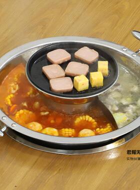 304不锈鸳鸯宝塔锅加KS304-40厚三层钢钢火盆烤肉火烤涮一体锅锅