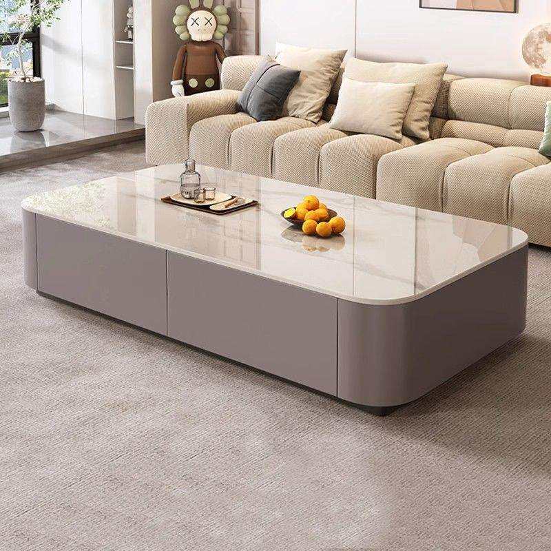 玻璃茶几客厅家用2026新款轻奢奶油风高级感落地茶几桌电视柜组合