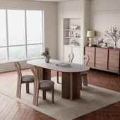 小法式 复古岩PM2309餐桌椭用圆形板白蜡木饭桌家户型意式 实木餐桌