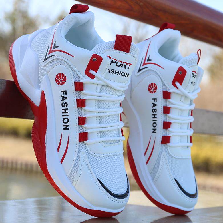 男士网面透气运动鞋男高帮鞋青少年百搭软底耐磨休闲鞋男防滑学生