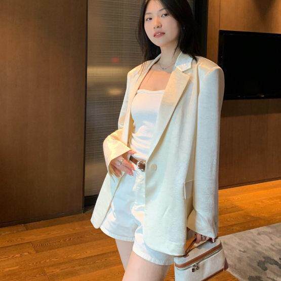 老钱风空调衫春夏薄款无内衬高级感肌理缎面轻奢气质名媛西服外套