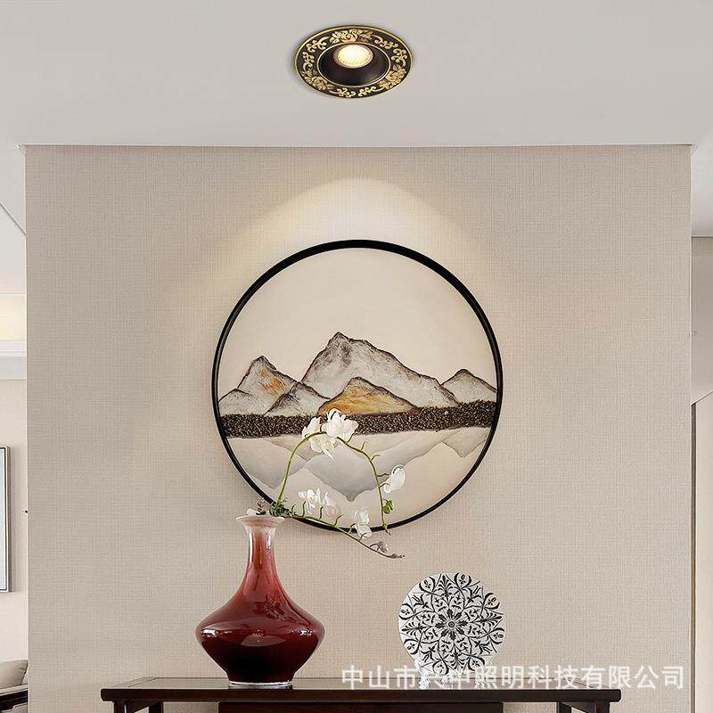 欧式全铜防眩射灯嵌入式led客厅天花灯美式卧室玄关走廊过道孔灯