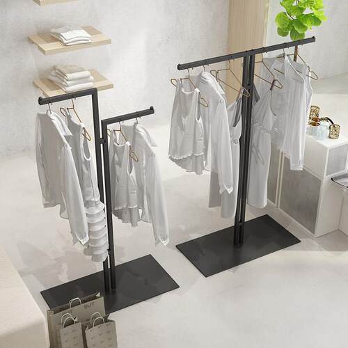 服装店岛式展示架落地男女服装店货架展示架童装店单杆t形展示架