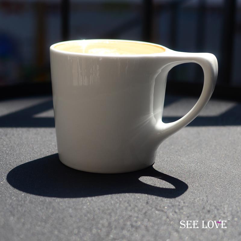 上新品 CUPSHOUSE知识分子猫耳朵平杯手 陶瓷拿铁马克咖啡杯325ml