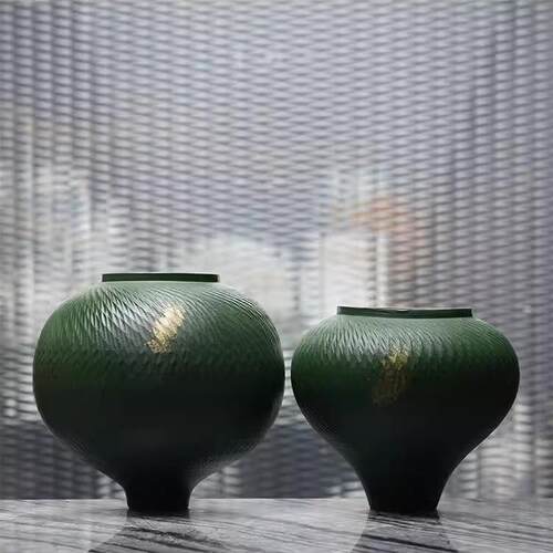 新中式创意红色陶瓷花瓶摆件民宿客厅茶几餐边柜桌面插花花器装饰