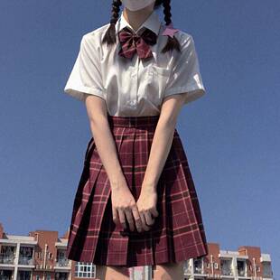 【沙华】JK正统制服裙中牌日系高腰学院风学生百褶裙格子裙短袖女