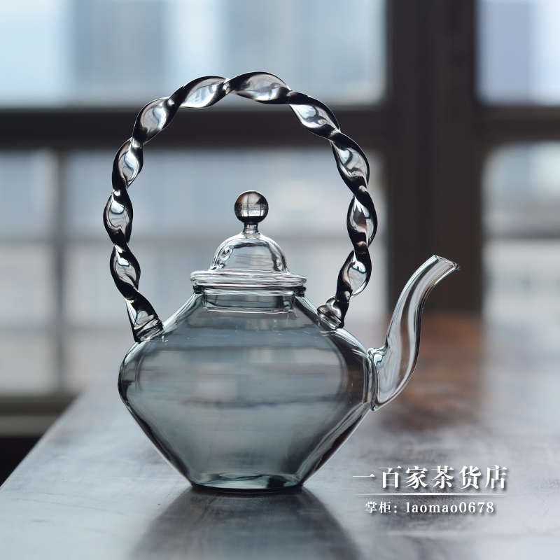 玻心璃语全手工扭纹水吊茶壶小清新耐热玻璃烧水壶煮茶器泡茶壶